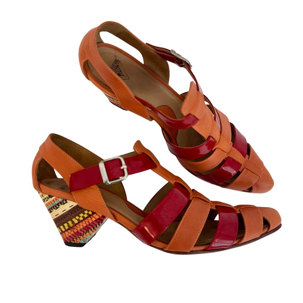John Fluevog Purpose Objective Fisherman Sandals Leather Vibrant Red/Brown 11